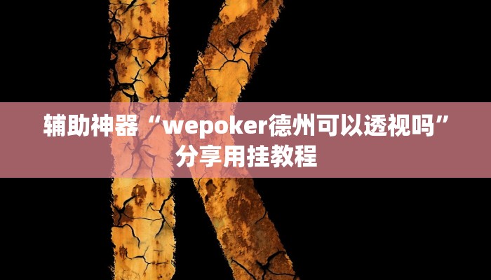 辅助神器“wepoker德州可以透视吗”分享用挂教程 辅助神器“wepoker德州可以透视吗”分享用挂教程