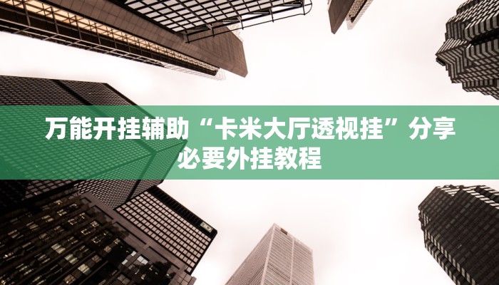 万能开挂辅助“卡米大厅透视挂”分享必要外挂教程 万能开挂辅助“卡米大厅透视挂”分享必要外挂教程