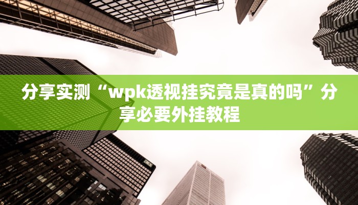 分享实测“wpk透视挂究竟是真的吗”分享必要外挂教程